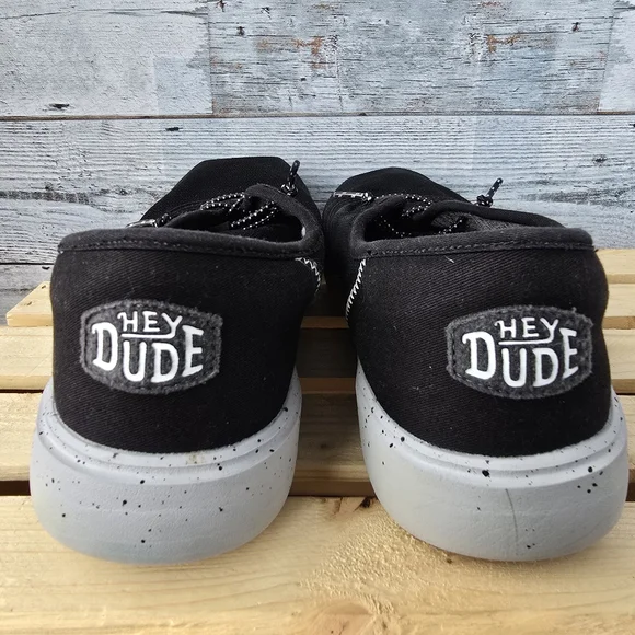 Hey Dude Conway Sport Mesh Slip On Sneakers White Black Speckles Mens Size 11 - Picture 4 of 11